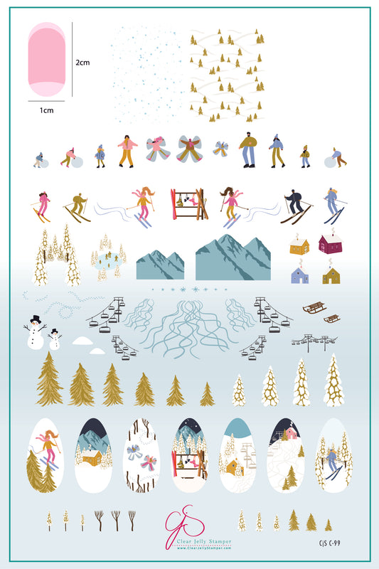 Tis the Ski-Son (CjSC-99) Etched Nail Art Stamping Plate