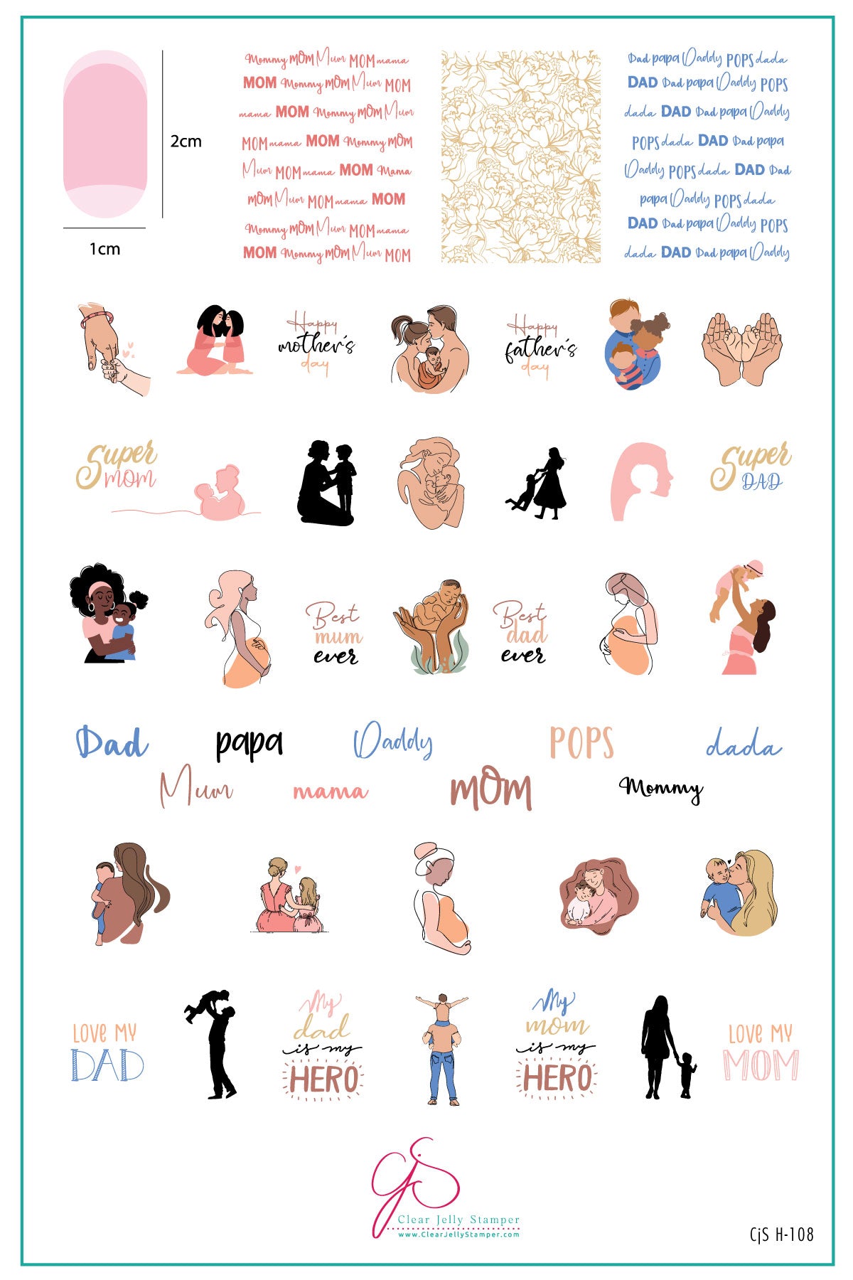 Mom and Dad's Day (CjSH-108) Etched Nail Art Stamping Plate