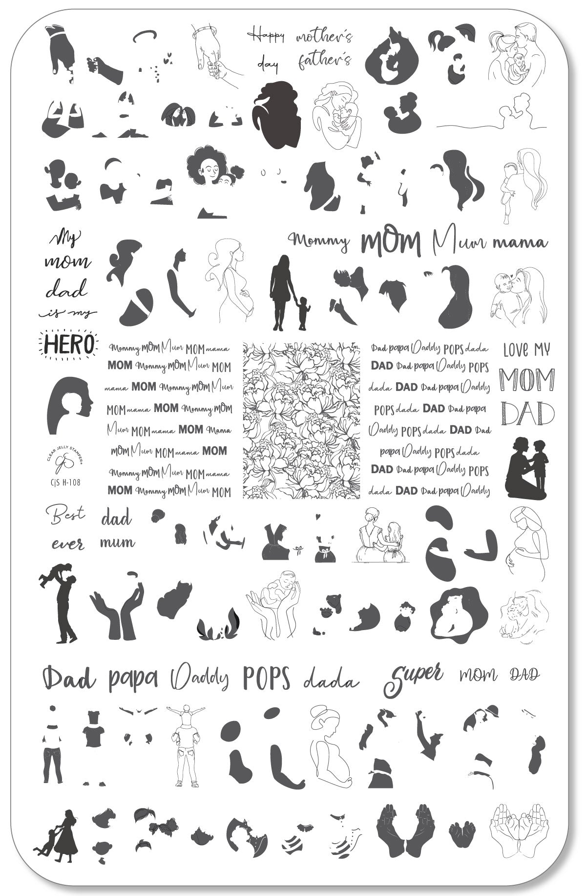 Mom and Dad's Day (CjSH-108) Etched Nail Art Stamping Plate