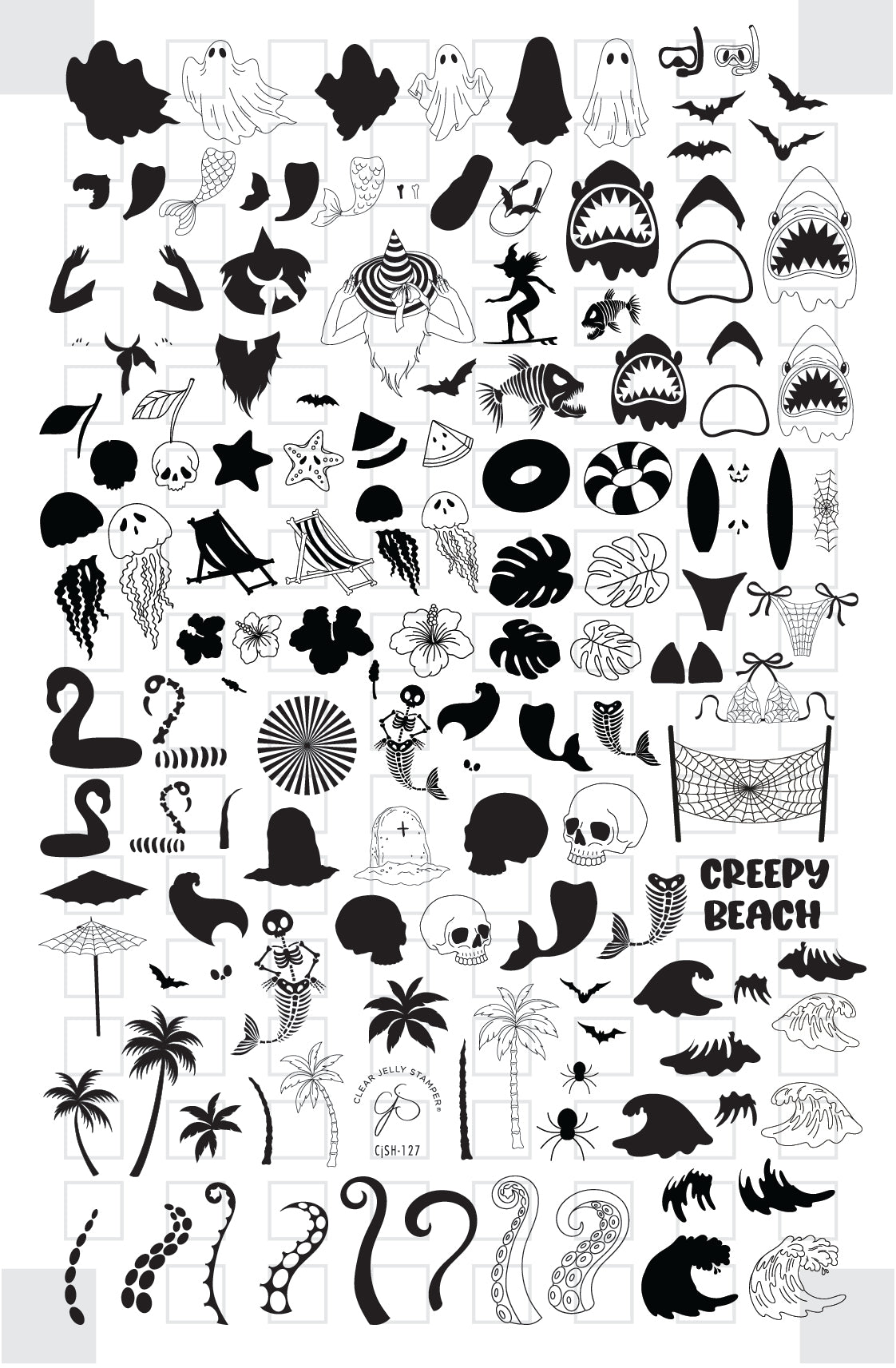 Creepy Beach (CjSH-127) Steel Nail Art Layered Stamping Plate