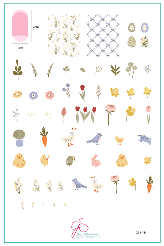 Easter Meadow (CjSH-134) Etched Nail Art Stamping Plate