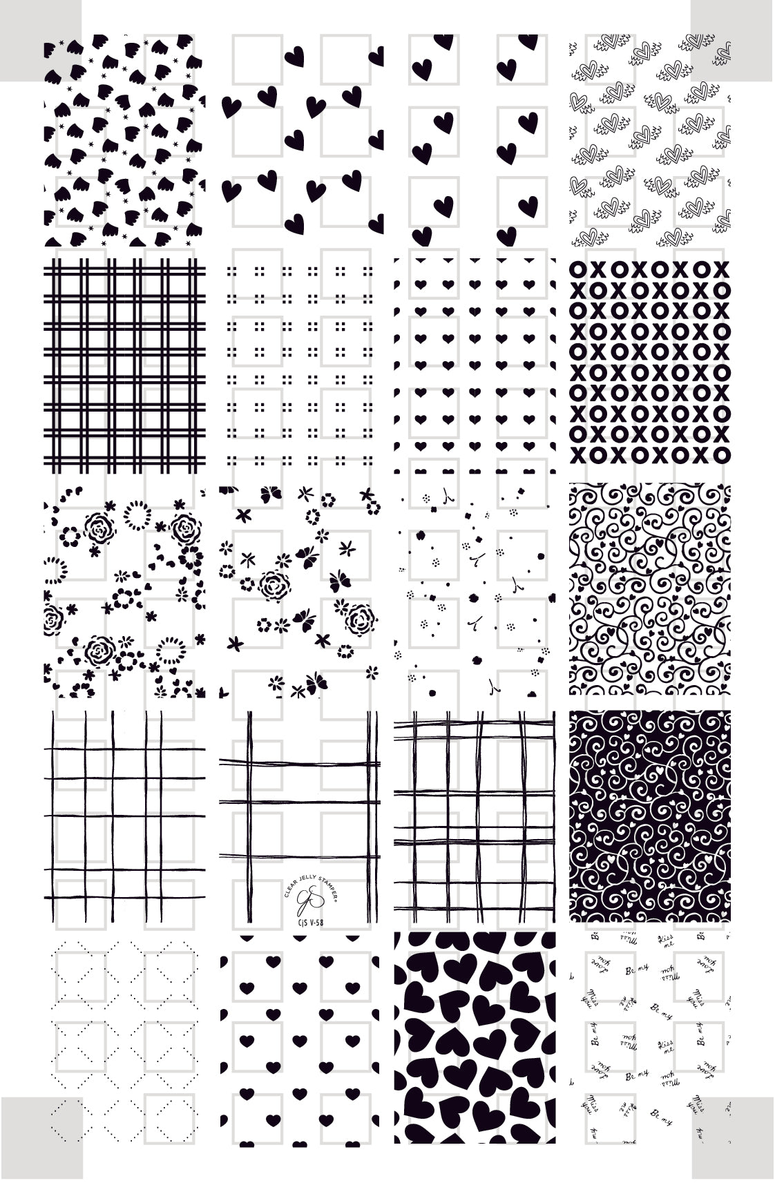 Hugs & Kisses (CjSV-58) Etched Nail Art Stamping Plate