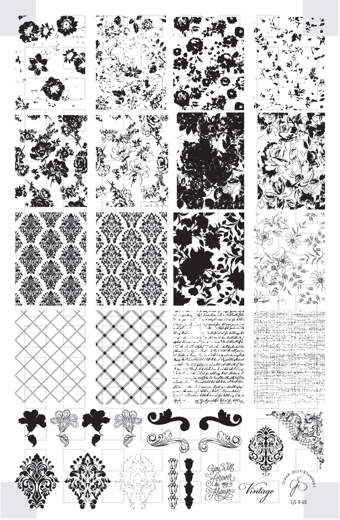 Romantic Impressions (CjSV-61) Etched Nail Art Stamping Plate