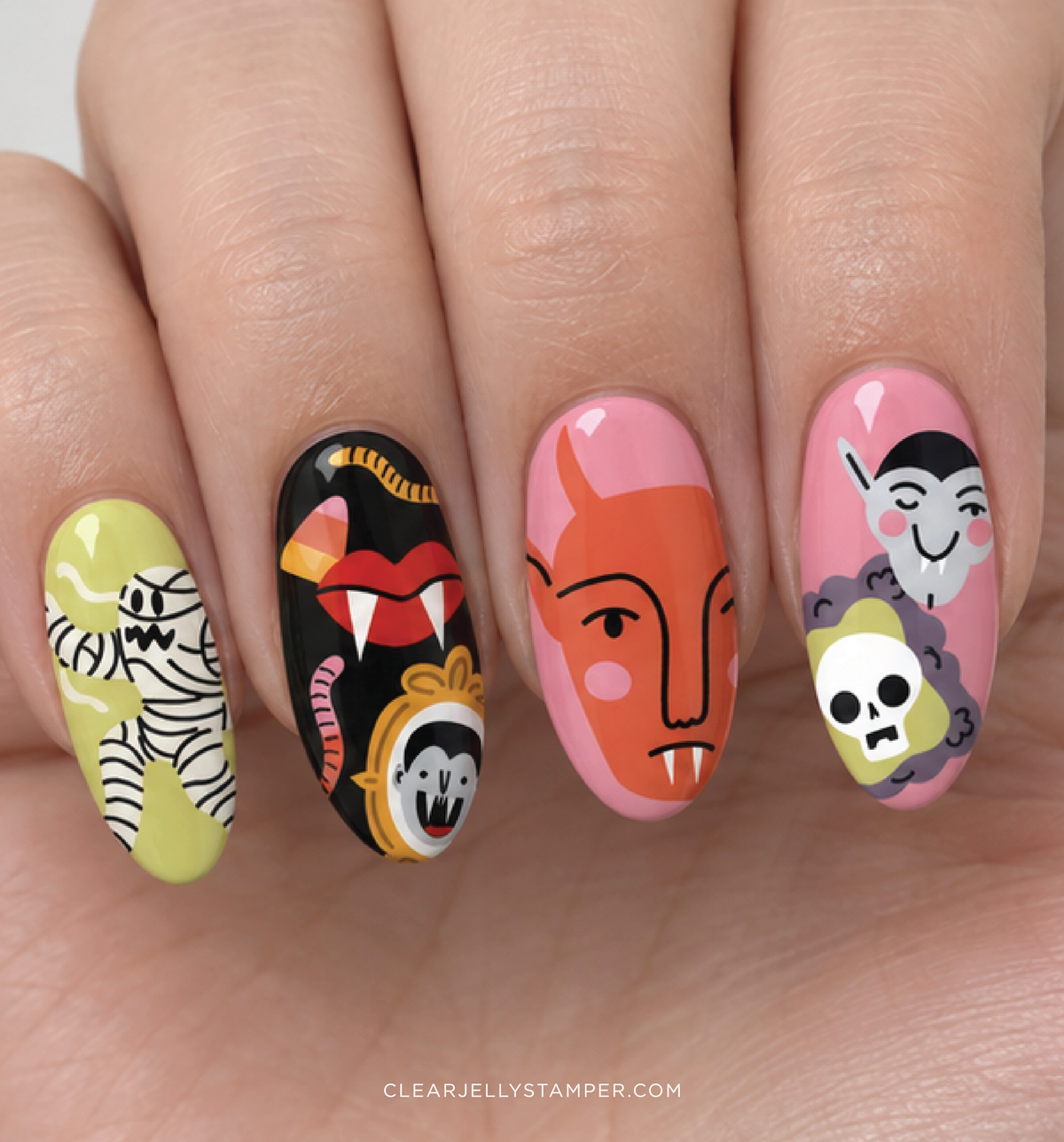Lil Night Creatures (CjSH-142) Etched Nail Art Stamping Plate
