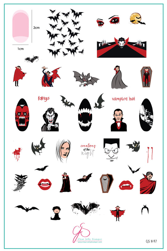 Creatures of the Night (CjSH-97) Etched Nail Art Stamping Plate