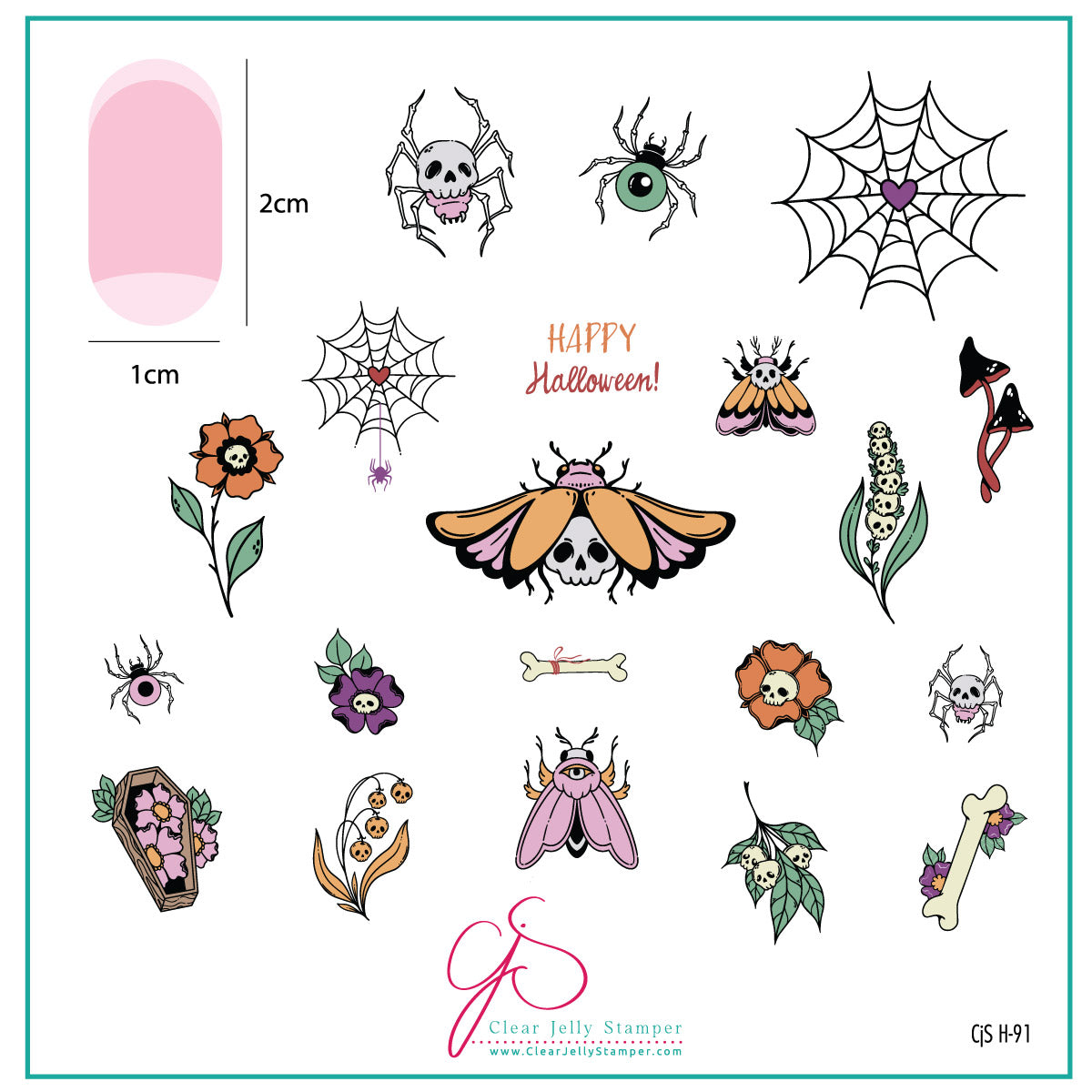 Goth Moth (CjSH-91) Etched Nail Art Stamping Plate