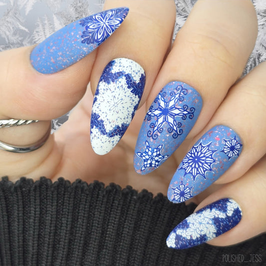 Frozen Flakes (CjS-143) Etched Nail Art Stamping Plate