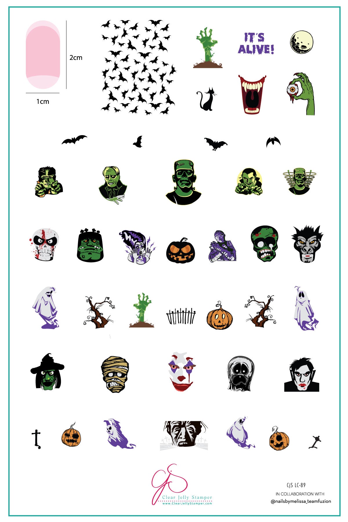 It's Alive! (CjSLC-89) Etched Nail Art Stamping Plate