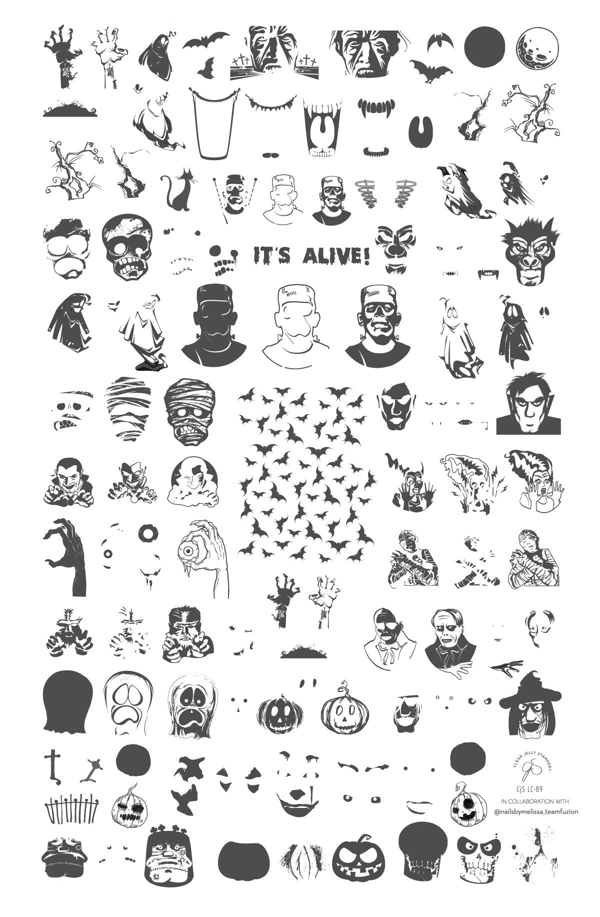 It's Alive! (CjSLC-89) Etched Nail Art Stamping Plate