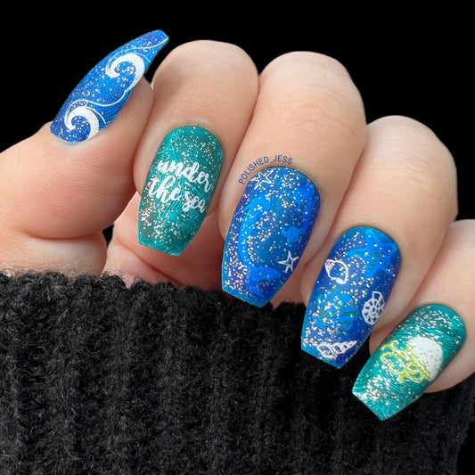 Underwater Adventures (CjS-110) Etched Nail Art Stamping Plate