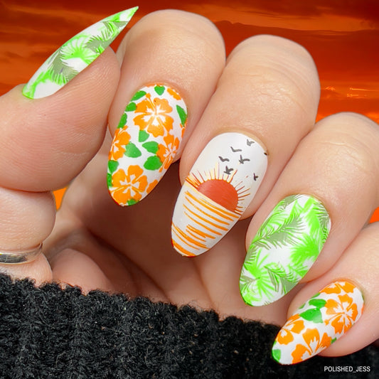 Aloha! (CjS-128) Etched Nail Art Stamping Plate