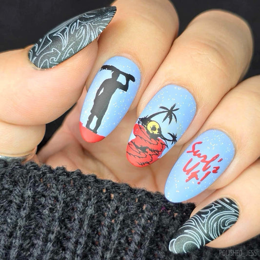 Surf's Up! - California (CjS-129) Etched Nail Art Stamping Plate