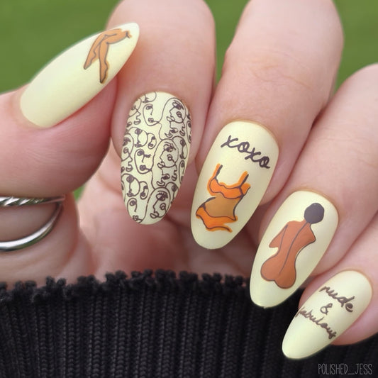 The Nude Series -  Au Naturel (CjS-196) Etched Nail Art Stamping Plate