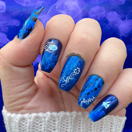 Blooming Sea (CjS-199) Etched Nail Art Stamping Plate