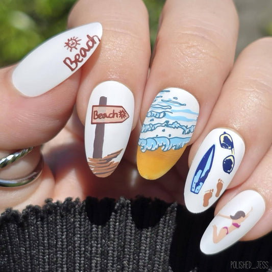 Lake Life (CjS-208) Etched Nail Art Stamping Plate