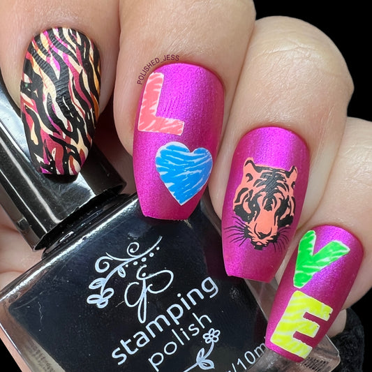 Eye of the Tiger (CjS-214) Etched Nail Art Stamping Plate