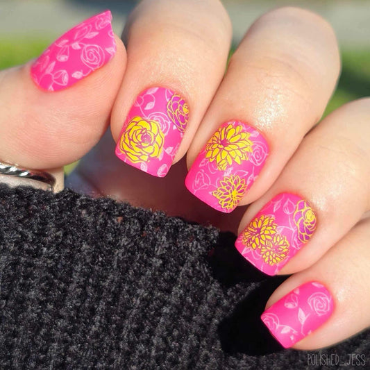 Field of Flowers (CjS-237) Etched Nail Art Stamping Plate