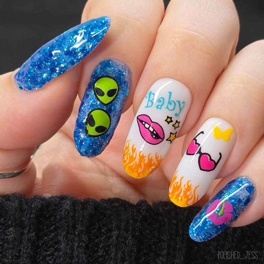 Y2K (CjS-251) Etched Nail Art Stamping Plate