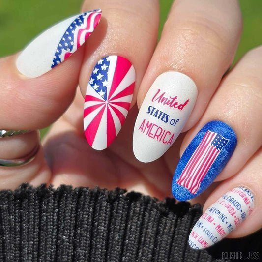 United States Of America (CjS-256) Etched Nail Art Stamping Plate