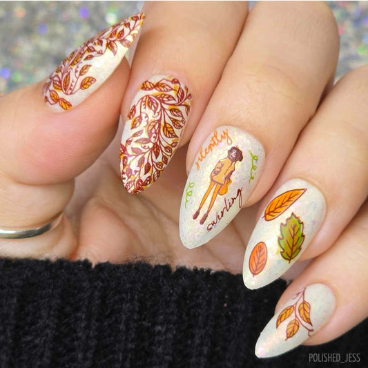 Silently Swirling (CjS-268) Etched Nail Art Stamping Plate