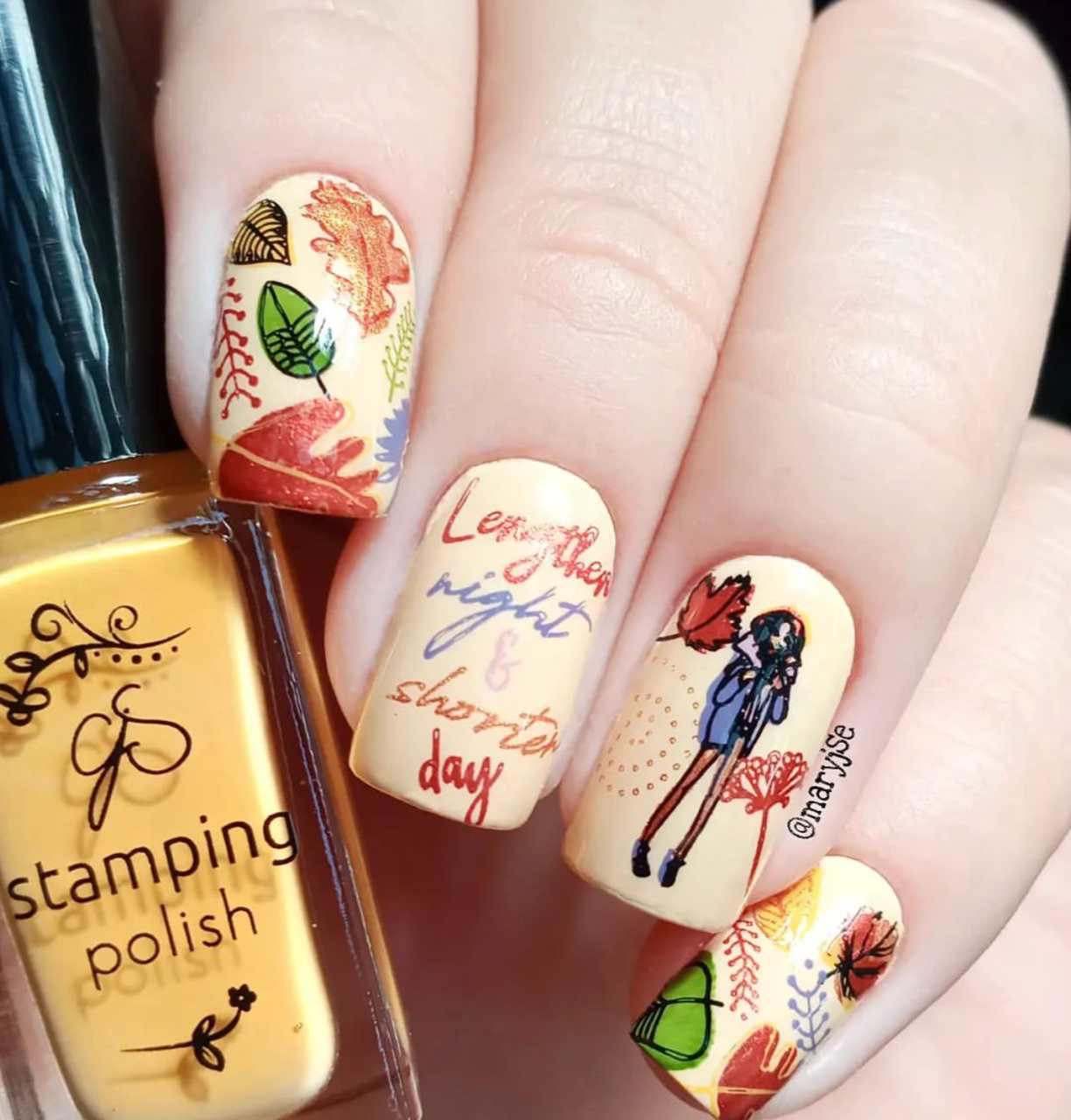 Lengthen Night and Shorten Day (CjS-271) Etched Nail Art Stamping Plate