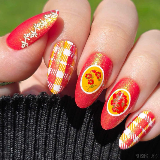 Floral Blossom - Two (CjS-280) Etched Nail Art Stamping Plate