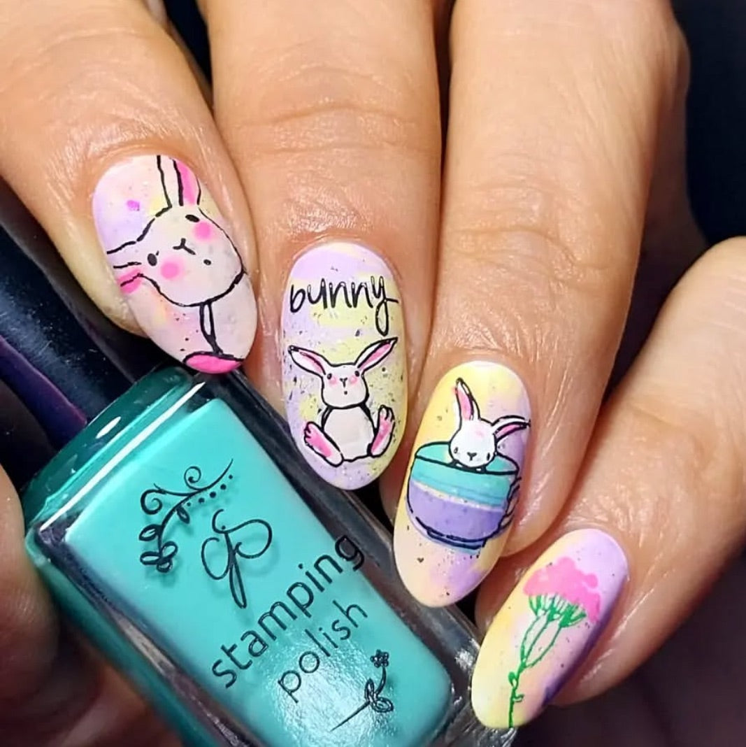 Sweet Spring Bunnies (CjS-292) Etched Nail Art Stamping Plate