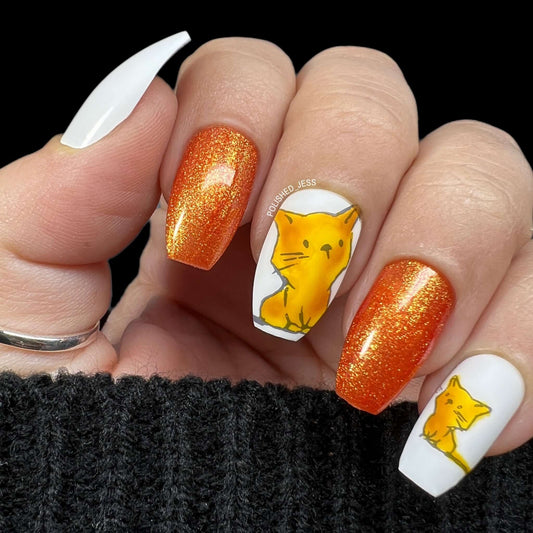 bright-manicure-with-nail-art-designs-of-kittens
