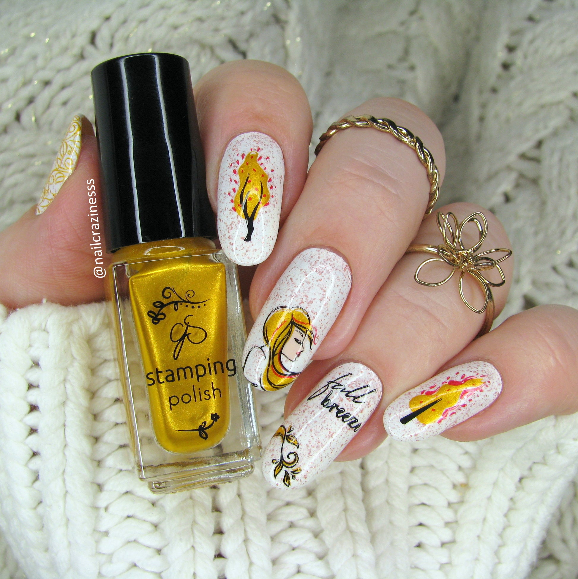 stunning-fall-themed-manicure-with-nail-art-designs-of-trees-and-a-girl