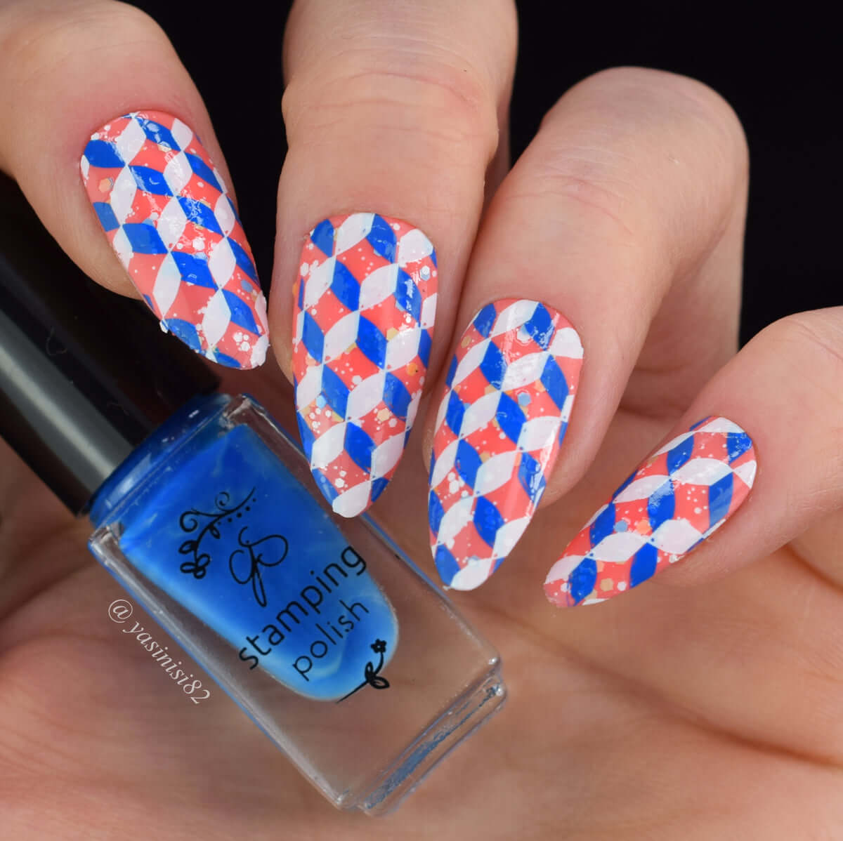 Bright-modern-manicure-showing-nail-art-designs-of-geometric-box-pattern