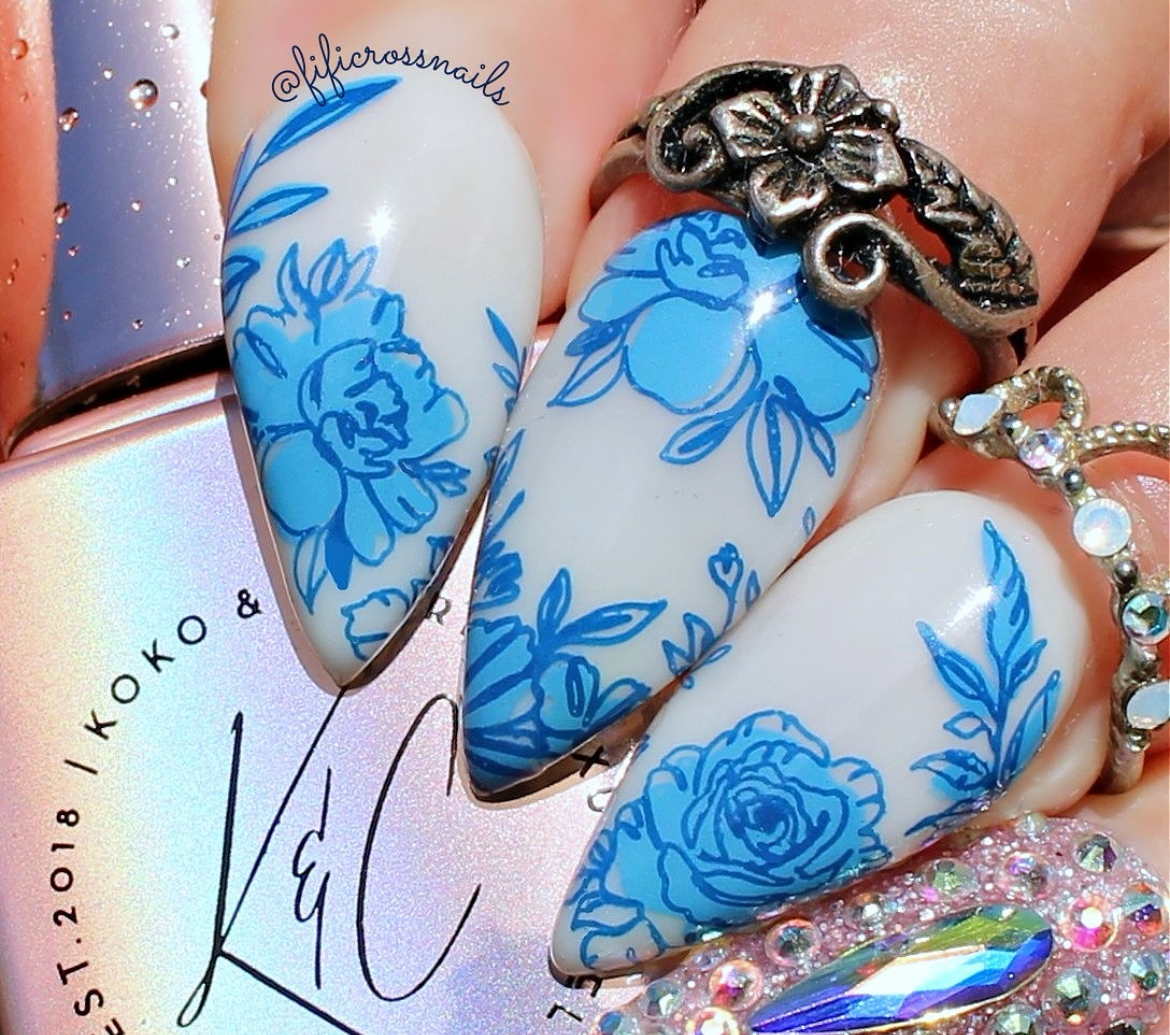 Whispering Petals (CjS-349) Etched Nail Art Stamping Plate