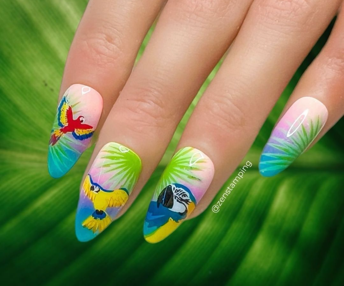 Tropical Leaves (CjS-358) Etched Nail Art Stamping Plate