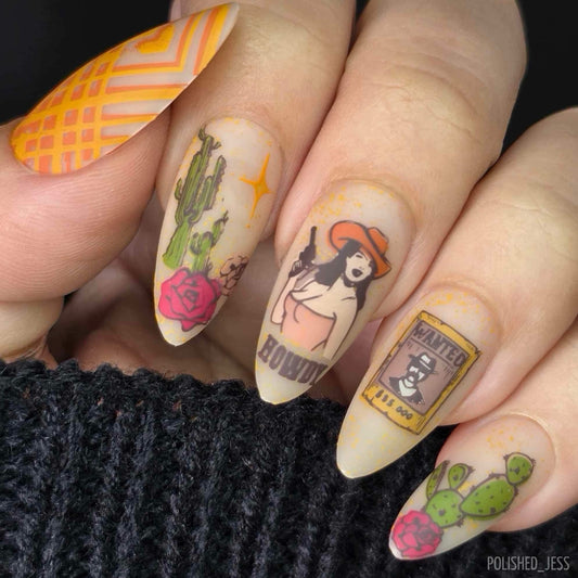 Howdy Partner (CjS-360) Etched Nail Art Stamping Plate