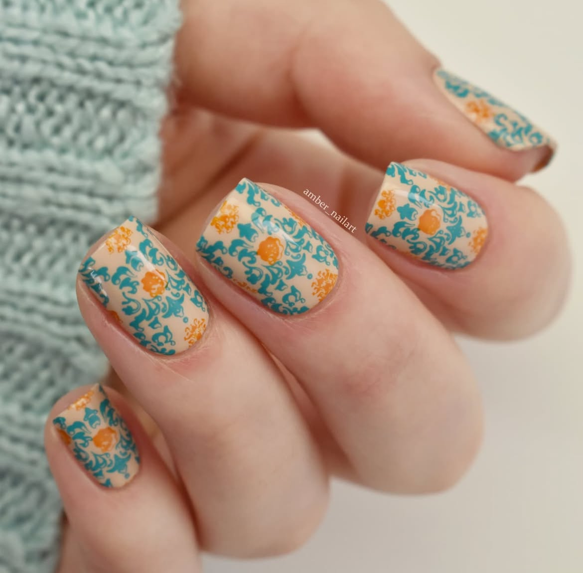 Full Nail Fab - Floral Mosaic (CjS-361) Etched Nail Art Stamping Plate