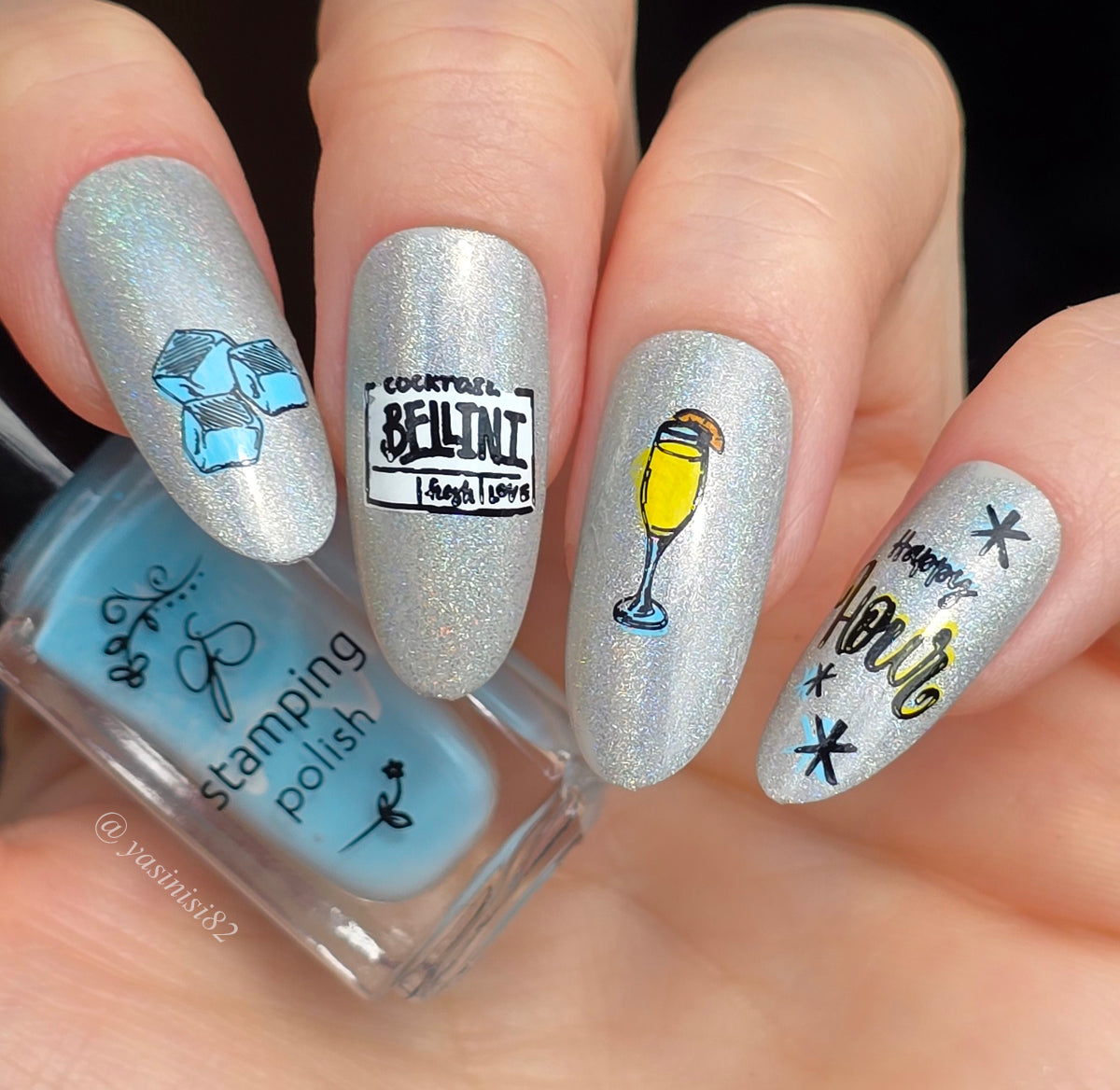 Happy Hour (CjS-367) Etched Nail Art Stamping Plate