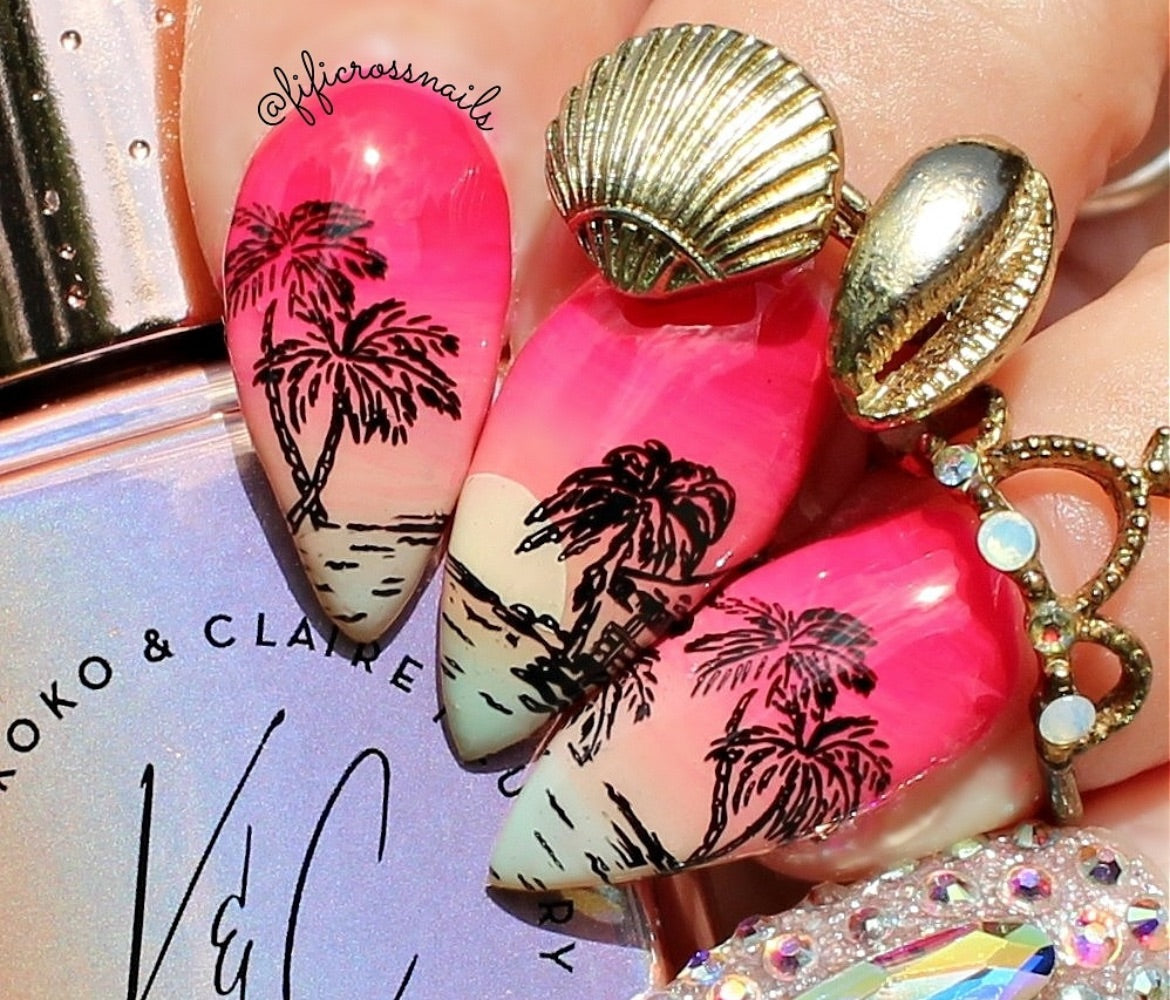 Catch Me by the Sea (CjS-380) Steel Nail Art Layered Stamping Plate