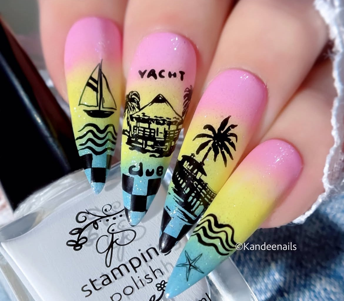 Catch Me by the Sea (CjS-380) Steel Nail Art Layered Stamping Plate