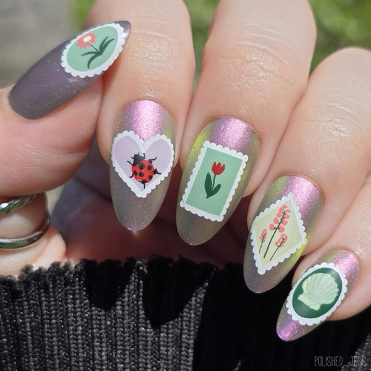 Perfectly Postage (CjS-381) Etched Nail Art Stamping Plate