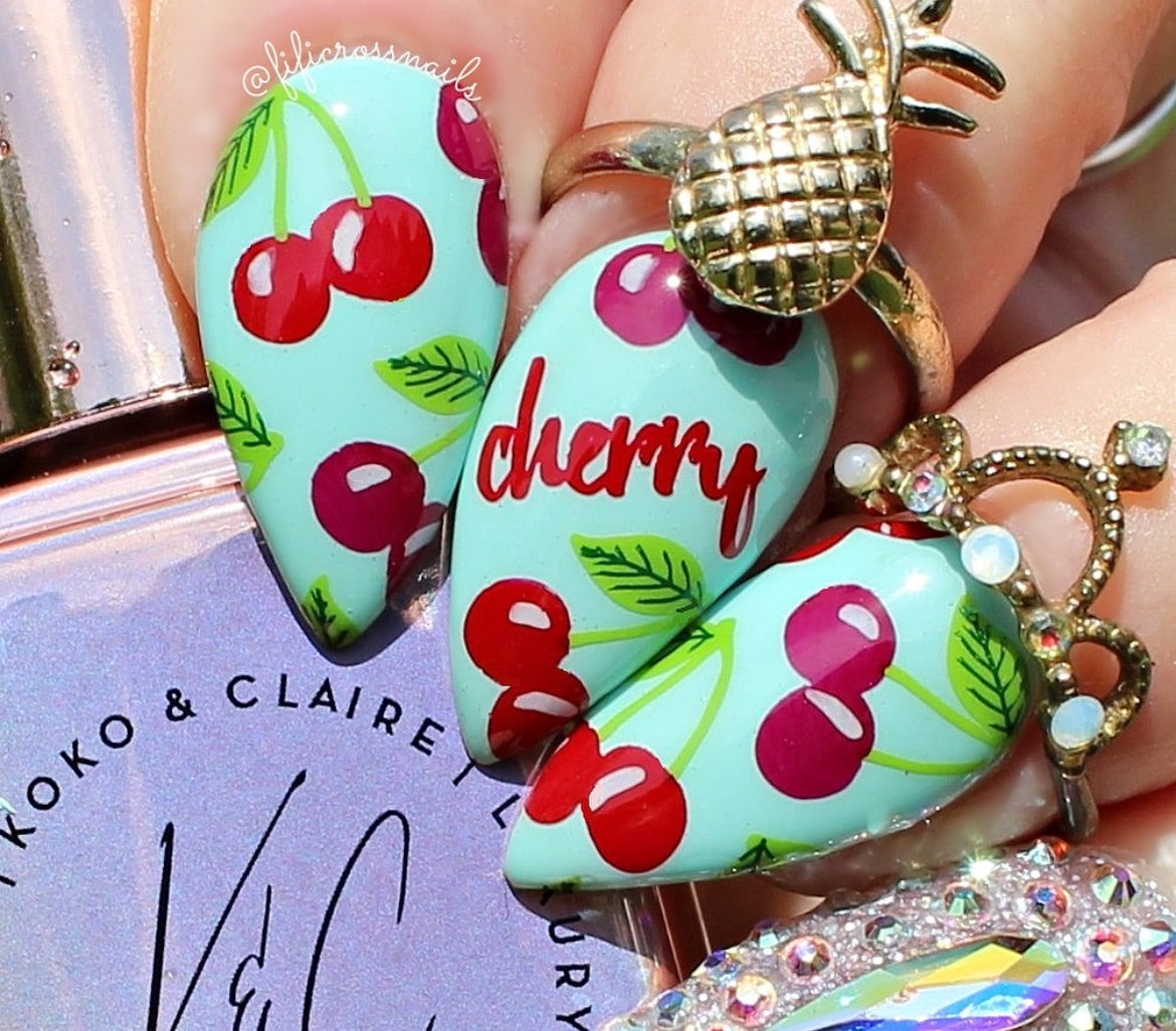 Cherry Bomb (CjS-382) Etched Nail Art Stamping Plate