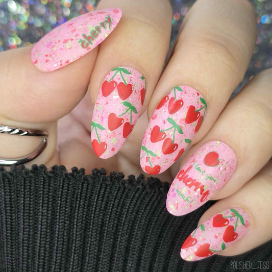 manicured-with-nail-art-designs-of-heart-cherries