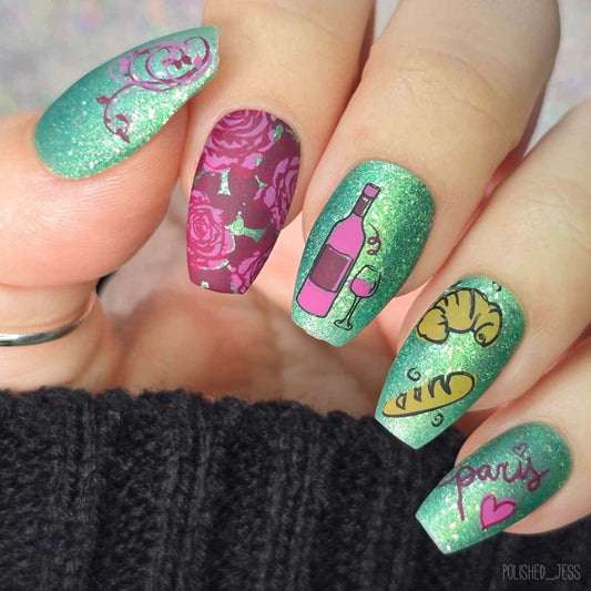 A Taste of France (CjS-47) Etched Nail Art Stamping Plate