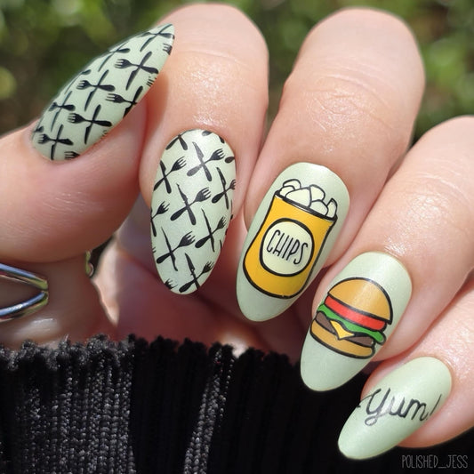 Order UP! (CjS-64) Etched Nail Art Stamping Plate