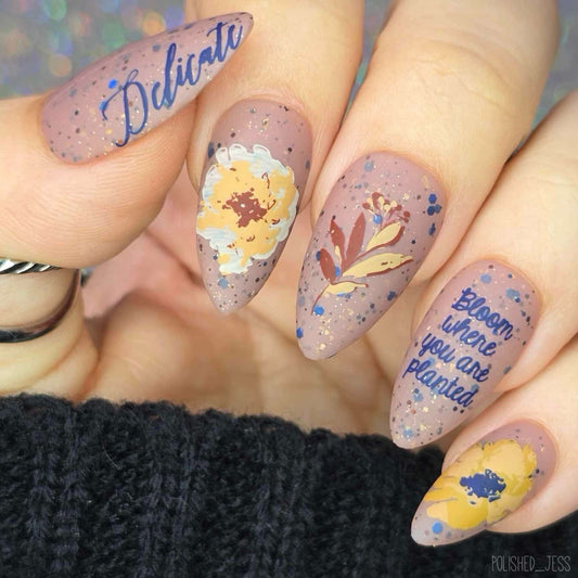 Watercolor Garden (CjS-81) Etched Nail Art Stamping Plate