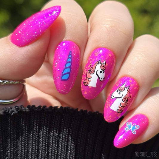 Lil Unicorn (CjS-94) Etched Nail Art Stamping Plate