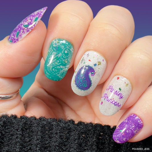 Paisley Princess (CjS-99) Etched Nail Art Stamping Plate