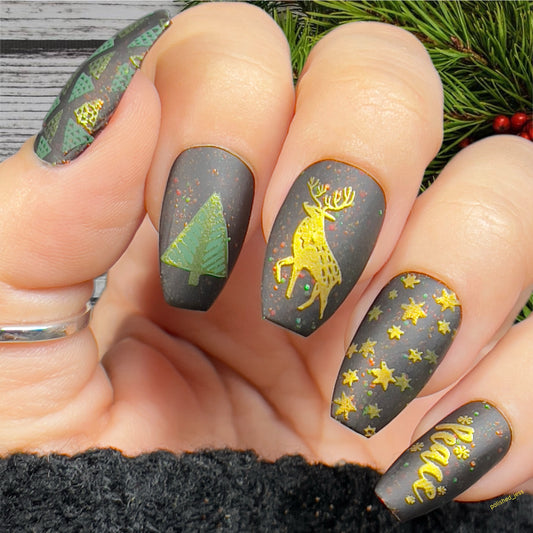 Yule Tide Christmas (CjSC-13) Etched Nail Art Stamping Plate