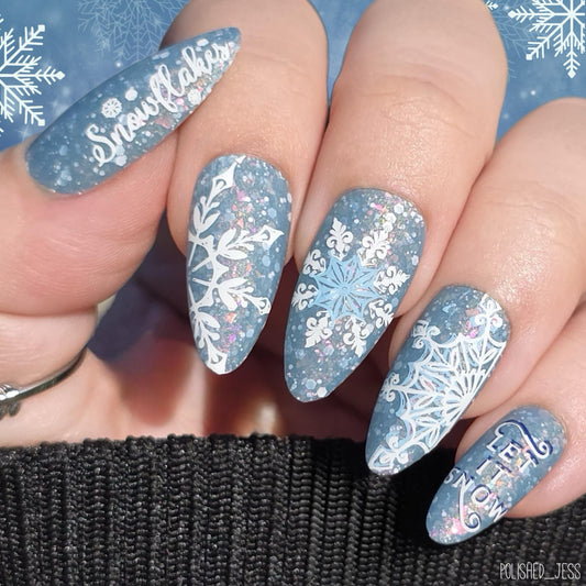 Let it Snow (CjSC-18) Etched Nail Art Stamping Plate