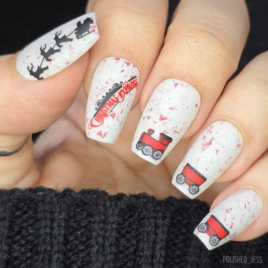 Christmas Express (CjSC-29) Etched Nail Art Stamping Plate