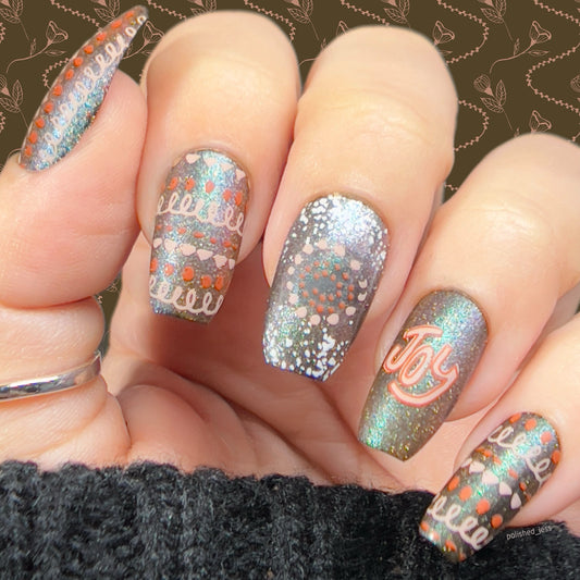 Happy Little Holiday (CjSC-31) Etched Nail Art Stamping Plate