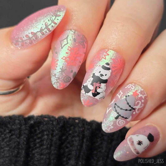 Festive & Flirty (CjS C-35) Etched Nail Art Stamping Plate